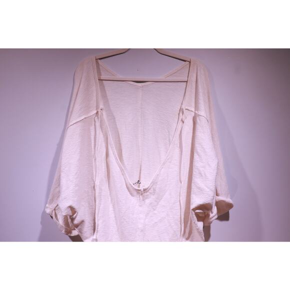 Free People Cream Oversized Tunic Dress Boho Slouchy High Low Hem - Picture 7 of 9